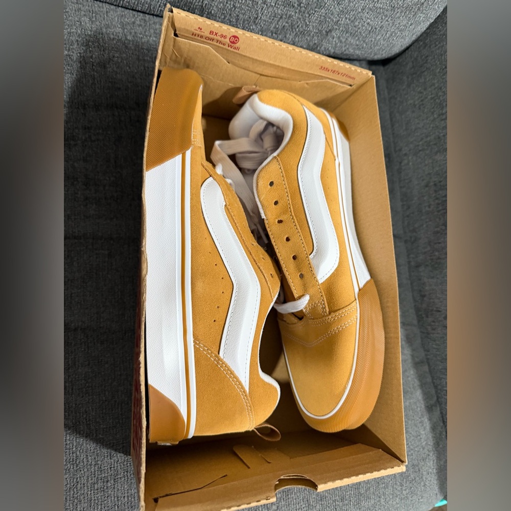 Vans Knu Skool Gum Bumper Honey Yellow Suede Gold Tan Skate Shoes Mens 11 New